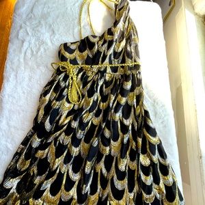 Trina Turk gold and black grecian summer frock size 6